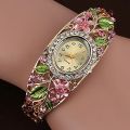 Women Watch Alloy Crystal Bracelet Flower Wrist Watch Women Clock Quartz Watches With Rhinestone Quartz Bracelet Watch. 