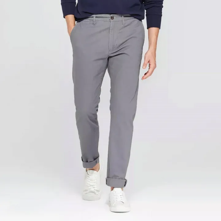 Slim-Fit Chino Gabardine Pants - Dark Ash - Formal Pant For Men - প্যান্ট ছেলেদের