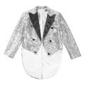 Kids Boys Sequin Lapel Blazer Tuxedo Coat Outfits Long Sleeve Magic Shows Tailcoat Jacket Halloween Circus Magician Costume.