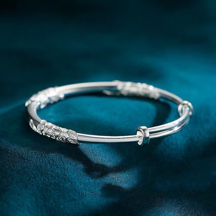 Fine%20925%20sterling%20silver%20blooming%20flowers%20bracelets%20Bangles%20for%20women%20fashion%20party%20wedding%20jewelry%20Adjustable%20size%20holiday%20gift%20-%20Image%203
