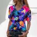 Women Hawaiian Shirts Tropical Floral Pineapple Vacation Beachwear Blouse Holiday Vacation Shirt Women's Tops And Blouses Blusas. 