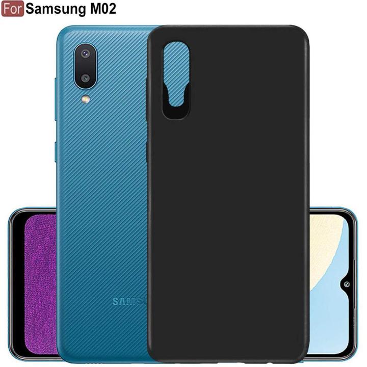 Samsung Galaxy M02/A02 Premium Silicone Matte Soft Phone Case - Black & Blue - Phone Back Cover