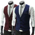 Business Vest Three Buttons Solid Color Men Formal Business Vest. 