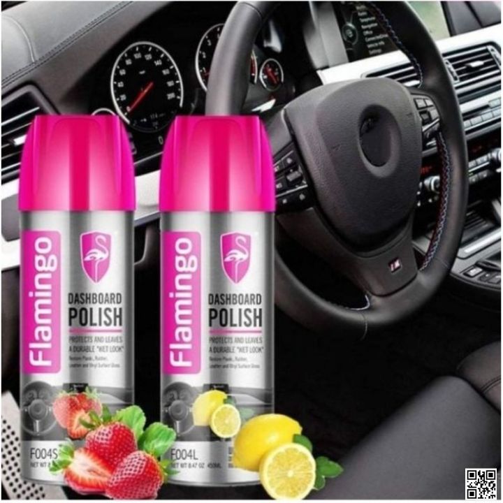 Flamingo Dashboard Polish Lemon- 450 ml, Car Motorcycle, Plastic, Rubber, Wood, Leather Goods Shiny Spray Polish
