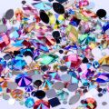 Mixed 300pcs Crystal Clear AB Rhinestones DIY Non Hotfix Flatback Acrylic Nail Stones Gems For 3D Decorations. 