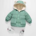 Children's down and Wadded Jacket Boys and Girls Children Fleece-Lined Thickened Hooded Cotton-Padded Jacket Baby Winter Mid-Length Warm Coat. 