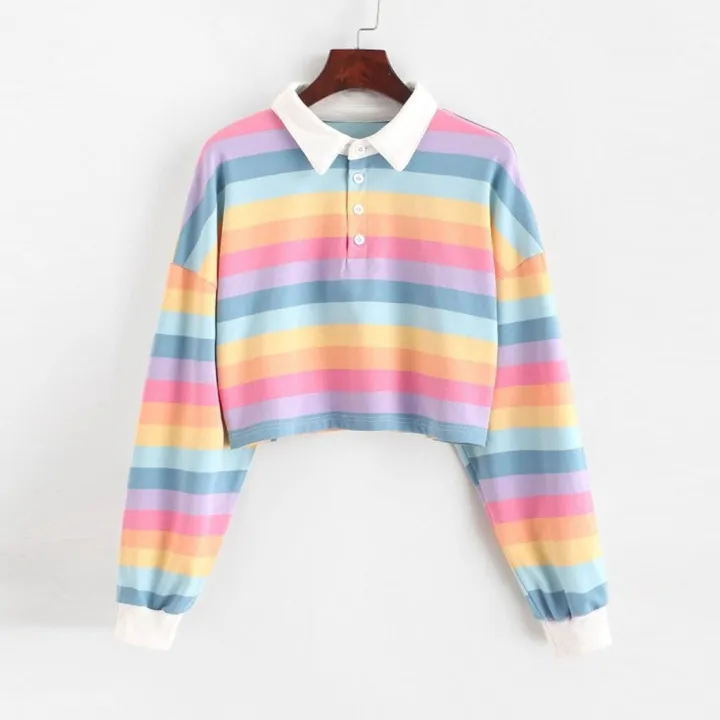 Rainbow%20Striped%20Print%20Short%20Pullover%20Hoodie%20Women's%20Top%20Long%20Sleeve%20With%20Button%20Sweatshirt%20Casual%20Turn-down%20Collar%20Warm%20Sweater%20-%20Image%206