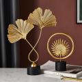 Nordic Gold Ginkgo Leaf Crafts Leaves Sculpture Luxury Living Room Decor Home Decoration Accessories Office Desktop Ornaments.