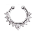Women Fake Nose Ring Silver Color Non-Piercing Clip-On Jewelry Single Piece.