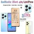 infinix Hot 40 Tempered Glass infinix Hot 40 Pro Screen Protector infinix Hot 40i Full Cover Screen Matte Privacy Glass 3In1 Carbon fiber back film. 