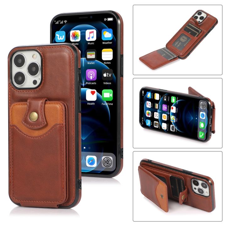 For iPhone 13 Pro Soft Skin Leather Wallet Bag Phone Case Daraz