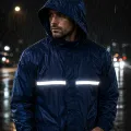 Premium Double Part Waterproof Rain Coat for Men and Women with Reflective Safety Strip, Two Pockets, Lightweight Windproof Outdoor Riding Travel Protection Wear Both Side Use.