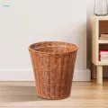 Wicker Trash Can Round Imitation Rattan Waste Basket for Kitchen Nursery. 
