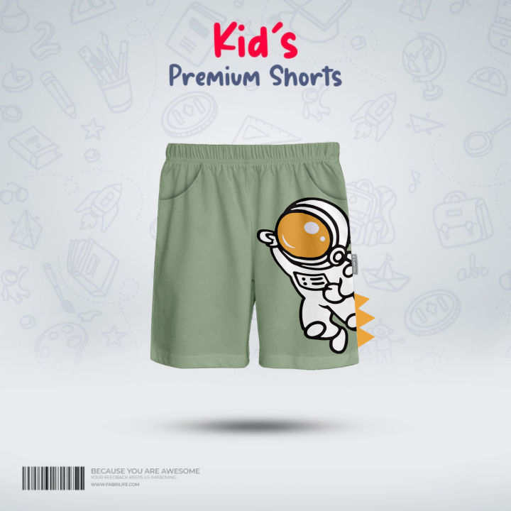 Fabrilife Kids Premium Cotton Shorts - Astronaut