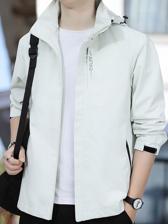 Shell Jacket Men's Coat Autumn 2023 New Korean Style Casual Hooded Outdoor Mountaineering Jacket Men's Jacket Fashion