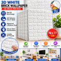 3D White Brick Wallpaper for Wall PE Foam Wall Stickers Self Adhesive DIY Wall Decor (70 x 77cm,.
