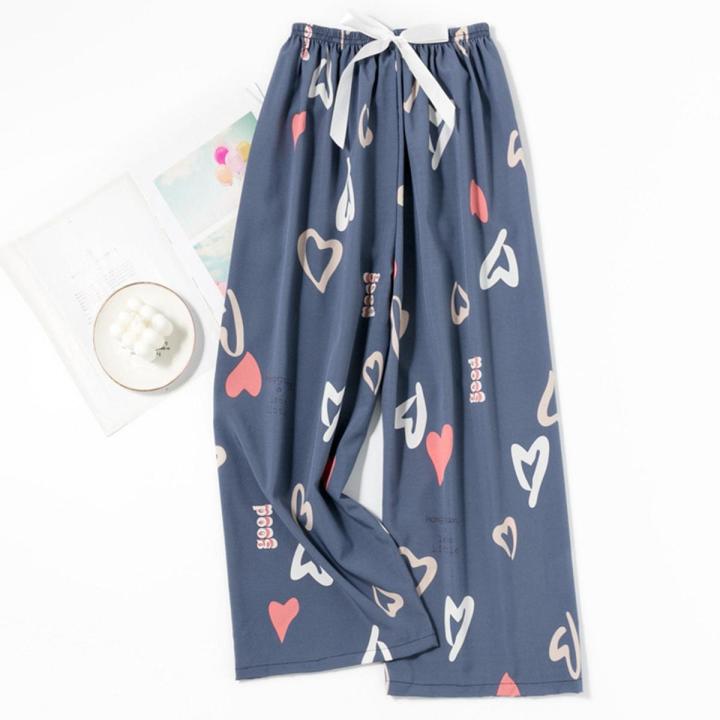 Women's Printing Sleep Bottoms Casual Loose Pajama Pants 2023 Loungewear Trousers Drawstring High Waist Sleeping Pyjamas 40-83kg