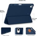 Compatible for iPad Air 13 Inch Case (M3/M2) 2025/2024 with Pencil Holder, for iPad Pro 12.9 Case 6th/5th/4th Generation 2022/2021/2020, Slim Trifold Stand Protective Cover/Soft TPU Back , Black - Navy Blue.