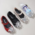 Disney Girl's Princess Shoes Frozen Elsa Princess Soft Sole Shoes Summer Children's Crystal Shiny Girls Sandals.
