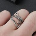 Stainless Steel Gothic Squid Octopus Ring -Fashion Vintage Jewelry Open Adjustable Ring -Women Men Punk  Jewelry. 