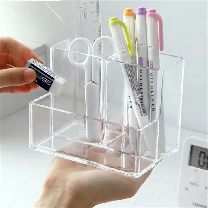 Student%20Children%20Transparent%20Desk%20Pen%20Holder%20Multifunction%20Large%20Capacity%20Pencil%20Storage%20Box%205-Grid%20Acrylic%20Stationery%20Organizer%20Desktop%20-%20Image%205