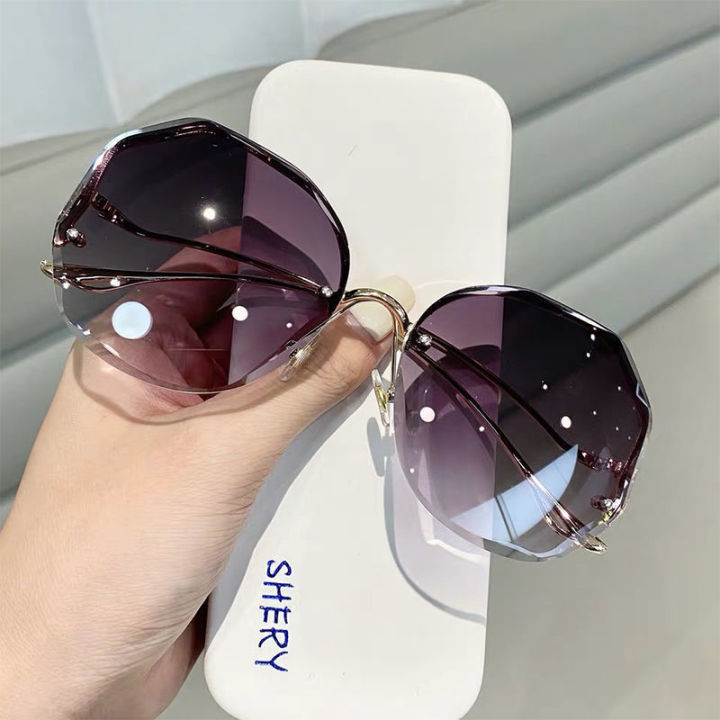 Sunglasses%20Women's%20Fashion%20Brown%20Gradient%20Ocean%20Water%20Cut%20Trimmed%20Lens%20Metal%20Curved%20Temple%20Sunglasses%20Cycling%20Women%20UV400%20-%20Image%209