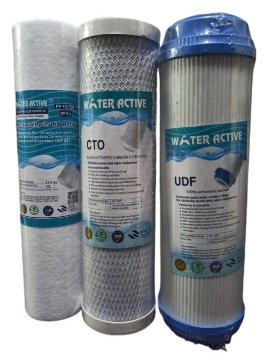 3 in One Water Active combo set-10"(UDF+CTO+PP)-for RO Water Purifier