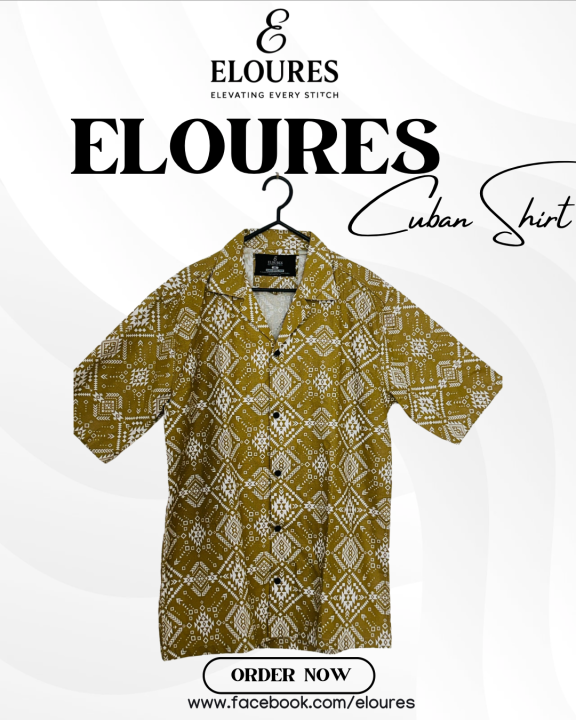 ELOURES Exclusive Cuban Shirt Men's Long Sleeve Fashionable Casual Button-Up Top