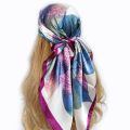 Silk Scarf Scarftop Headwraps For Women Vintage Four Seasons Hair Scarve 90*90cm Hijab Foulard Bandana Femme Headscarf. 