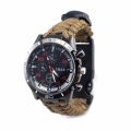 OIMG Mens Survival Watch Outdoor Tactical Watch With Paracord Compass Thermometer Fire Starter Whistle Scraper. 