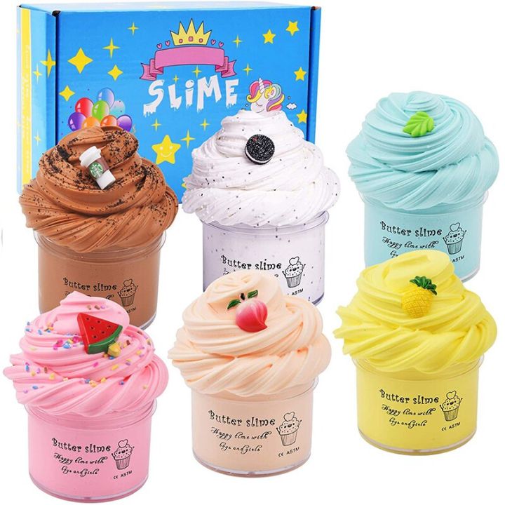 Butter Slime DIY Fruit Kit Soft Non-sticky Cloud Slime Scented Toy Kids Gift 70ml Relieve Pressure Education Rainbow Kids Gift