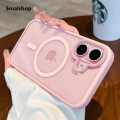 Luxury Acrylic Magnetic Clear Case For iPhone 16 15 14 13 12 11 Pro Max 16 Plus Magsafe Wireless Charge Hard PC Girls Pink Cover. 