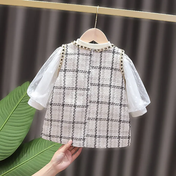 DSstyles%20Baby%20Girls%20Dress%20Set%20Casual%20Long%20Puff%20Sleeves%20T-shirt%20Plaid%20Knitted%20Tank%20Dress%20With%20Pearl%20Button%20Trim%20Outfit%20For%20Kids%20Toddler%20Girls%20Gifts%20-%20Image%208