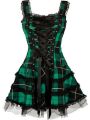 Vintage Plaid Bandage Gothic Women A-line Dresses Grunge Aesthetic Lace Trim Patchwork Mini Dress Punk Bodycon Partywear. 