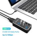 RSHTECH 5Gbps USB Hub Splitter Aluminum 4-Port USB 3.0 Hub Expander with Individual ON/OFF Switch.