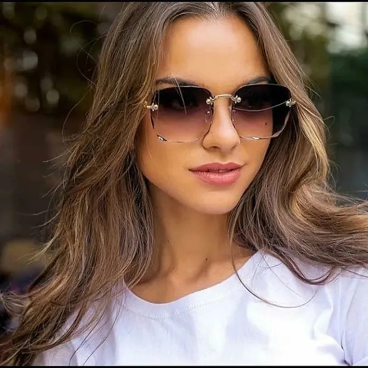 2023%20New%20Rimless%20Women's%20Sunglasses%20Fashion%20Gradient%20Lenses%20Sun%20glasses%20Lady%20Vintage%20Alloy%20Legs%20Classic%20Designer%20Shades%20UV400%20-%20Image%203