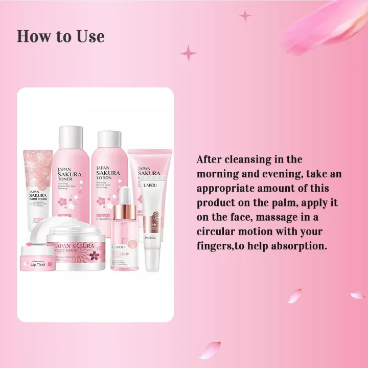 LAIKOU%208Pcs%20Sakura%20Face%20Skin%20Care%20Set%20Moisturizing%20Nourishing%20Serum%20Soothing%20Whitening%20Repairing%20Anti-Wrinkle%20Beauty%20Makeup%20Set%20-%20Image%203
