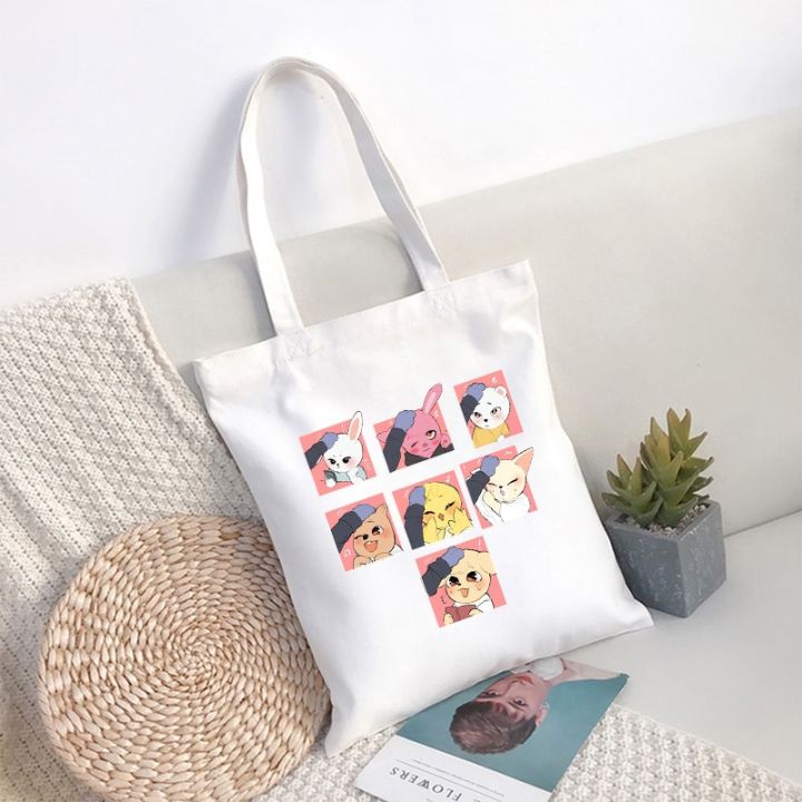 Skzoo%20Stray%20Kids%20Canvas%20Shopping%20Bag%20Large%20Capacity%20Conventional%20Tote%20Bag%20Fashion%20Shopper%20Women's%20Shoulder%20Bag%20Simple%20Bags%20-%20Image%205