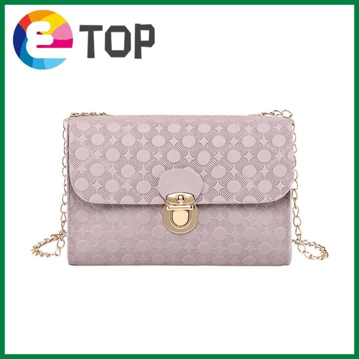 Ladies embossed one-shoulder chain small square bag Korean version of autumn and winter bag lid lock small bag