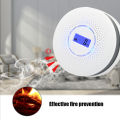 Migeet Smoke and Carbon Monoxide Alarm Smoke Detector Carbon Monoxide Detector Powered by batt-erys with LCD Display Voice Warning. 