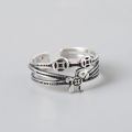 Personalized retro get rich immediately ring 925 Thai silver ring hip-hop internet celebrity women's trendy silver ring fashion accessories.