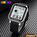 SKMEI 1971 New Men Sport Digital Fashion Watch Dual Display Alarm EL Light Count Down Watches Textured Shell 50M Waterproof Watch for Men.