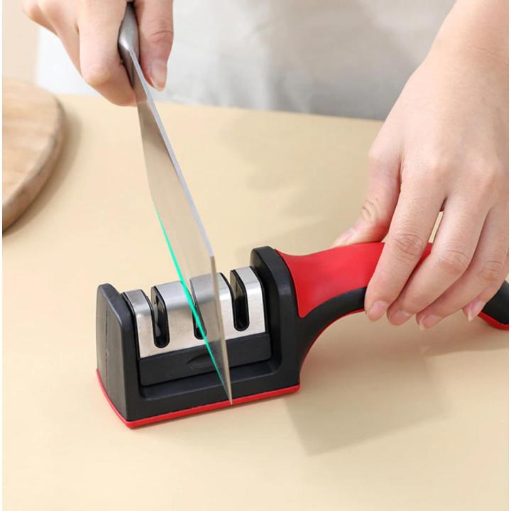 Knife Sharpener Handheld Multi-Function 3 Stage Type Non-Slip Base Kitchen Knife Accessories Gadgets With Quick Sharpening Tool