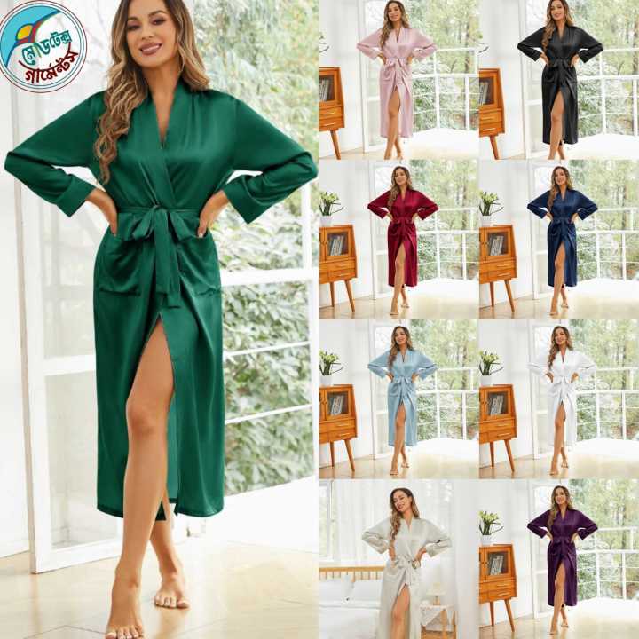 Ultra Soft Silk Bathrobe & Lounge Wear – Long Length & High-Quality Fabric