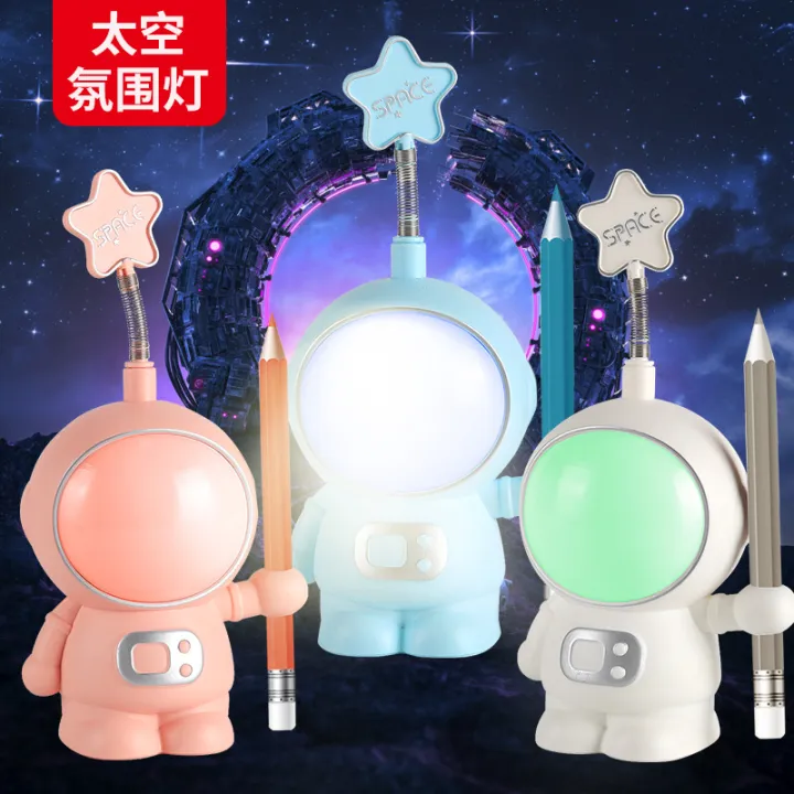 Cartoon%20Astronaut%20SpacemanLEDPencil%20Sharper%20Table%20Lamp%20Children's%20Eye%20Protection%20Bedside%20Lamp%20Ambience%20Light%20Seven-Color%20Night%20Light%20-%20Image%203
