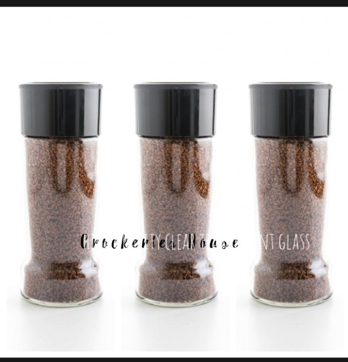 Glass clear 500ml with air tight black lid for kitchen 3 pcs
