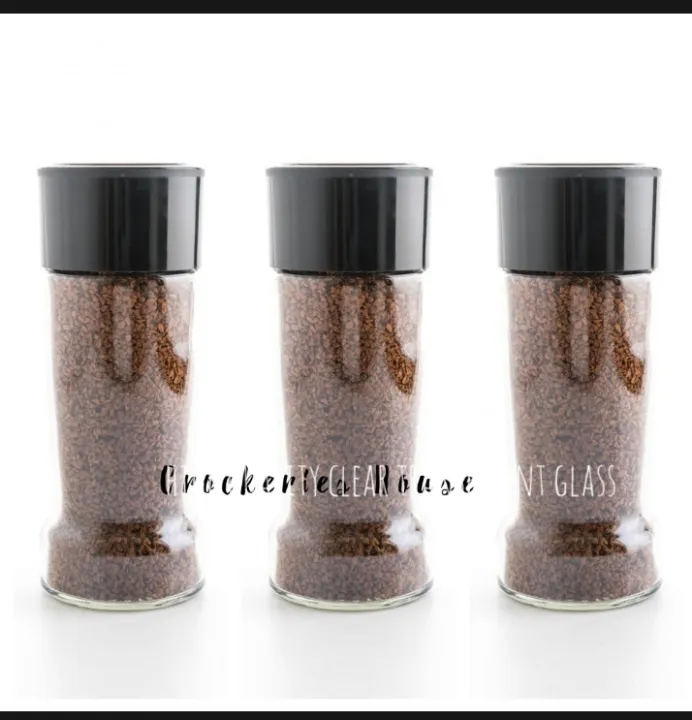 Glass clear 500ml with air tight black lid for kitchen 3 pcs
