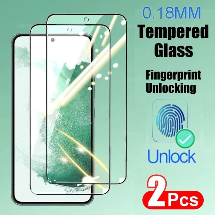 2Pcs Fingerprint Unlocking 0.18mm 9H Tempered Glass For Samsung Galaxy S24 Ultra S23 S22 S21 Plus FE Note 20 Screen Protector