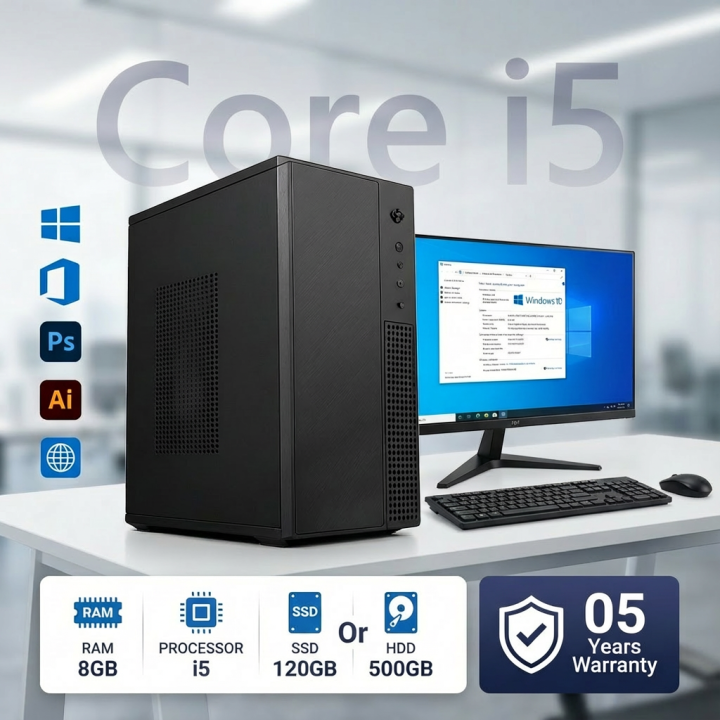Intel Core i5 8GB RAM 120GB SSD Or 500GB HDD 19 Inch Monitor 2GB Built Graphics Full New Desktop Computer Set
