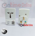 3 Pin/UK Plug Universal+2USB 2 Way Multi Adapter MAX 13A 250V-2500W. 